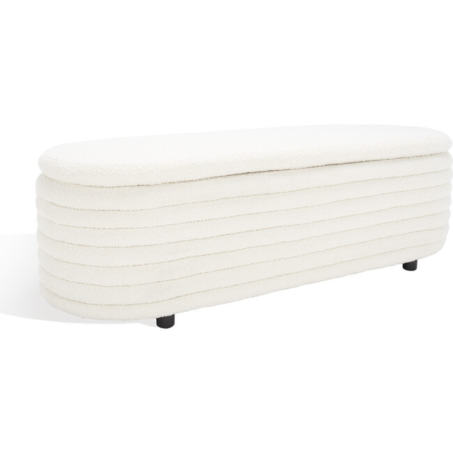 Jaymie Boucle Storage Bench, White - Storage - 4