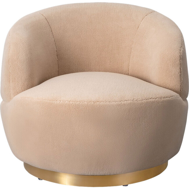 Flynn Faux Lamb Wool Swivel Chair, Tan - Nursery Chairs - 3