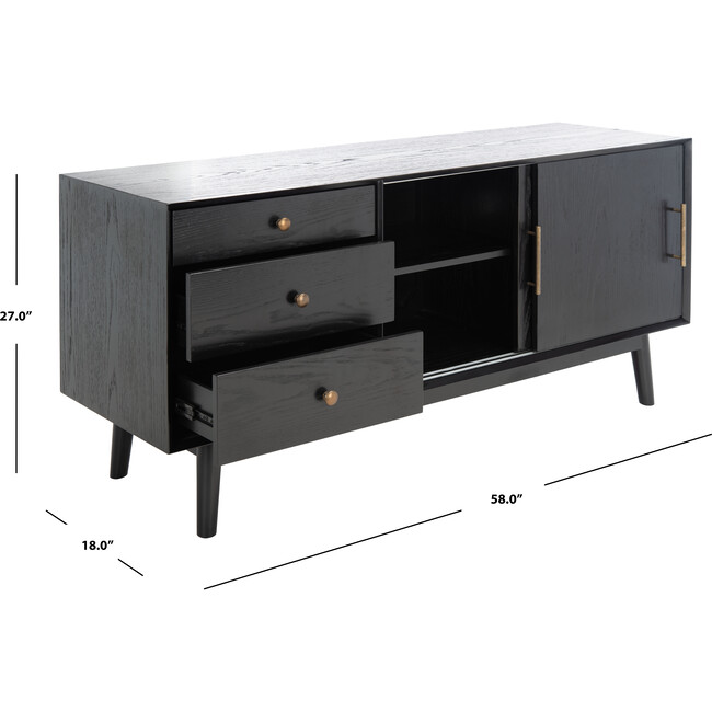 Tomas Mid-Century Media Stand, Black - Storage - 6