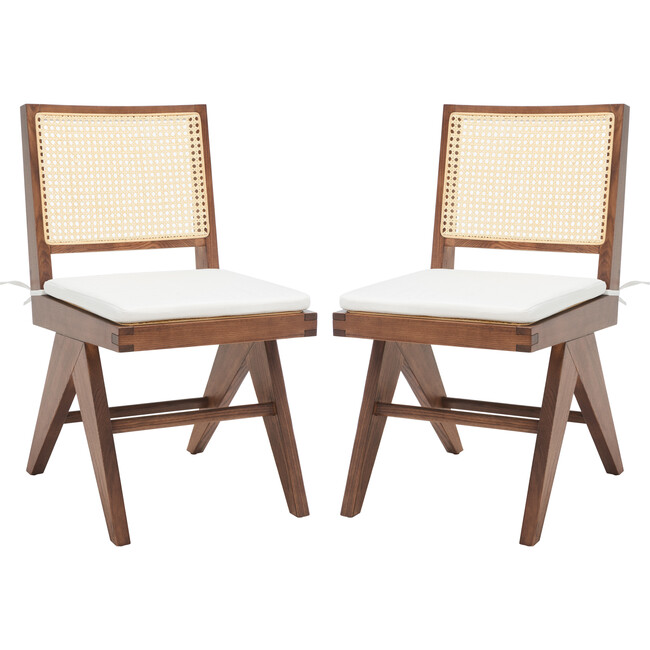 Colette Rattan Dining Chair, Set Of 2, Dark Brown