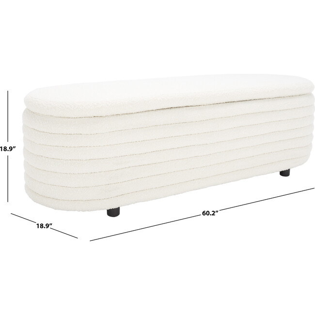 Jaymie Boucle Storage Bench, White - Storage - 7