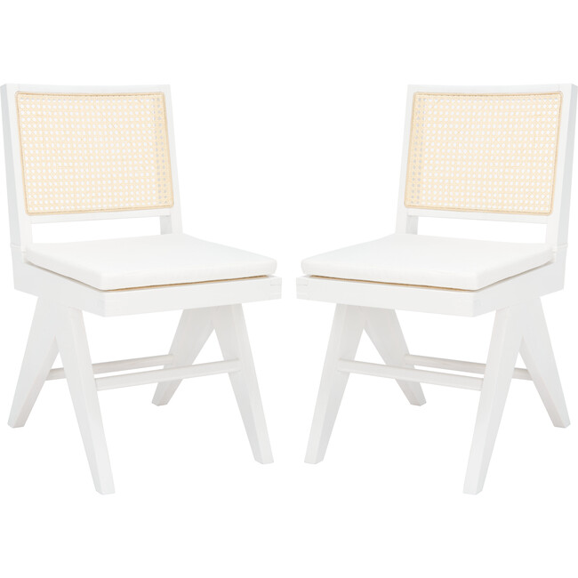Colette Rattan Dining Chair, Set Of 2, White
