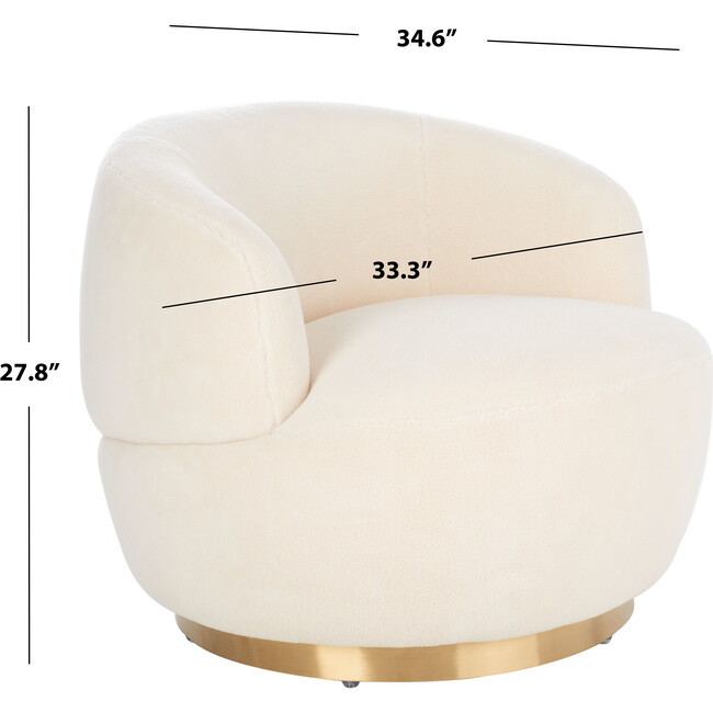 Flynn Faux Lamb Wool Swivel Chair, White - Nursery Chairs - 7