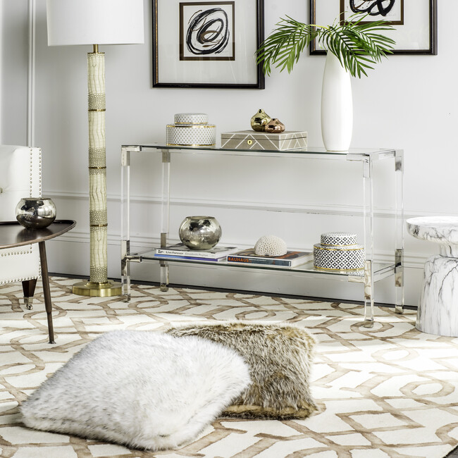 Arverne Acrylic Console, Silver - Accent Tables - 2