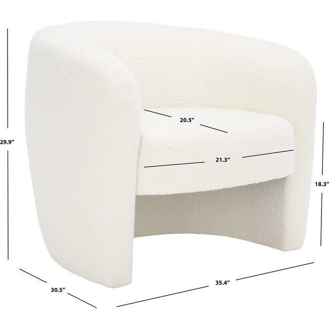 Everly Boucle Barrel Back Accent Chair, White - Nursery Chairs - 8