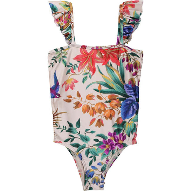Floral Tropicana Swimsuit, Cream - One Pieces - 1