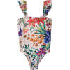 Floral Tropicana Swimsuit, Cream - One Pieces - 1 - thumbnail