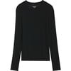 Women's Louise Rib Long Sleeve, Black - T-Shirts - 1 - thumbnail