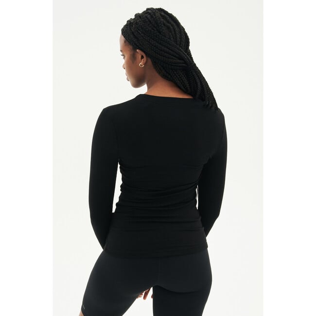 Women's Louise Rib Long Sleeve, Black - T-Shirts - 3