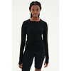 Women's Louise Rib Long Sleeve, Black - Tees - 5 - thumbnail