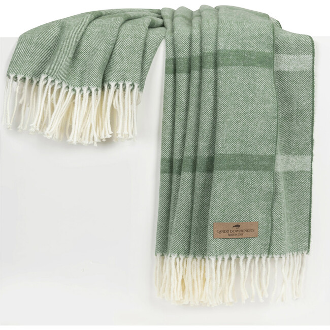Montauk Stripe Herringbone Throw, Olive - Throws - 1
