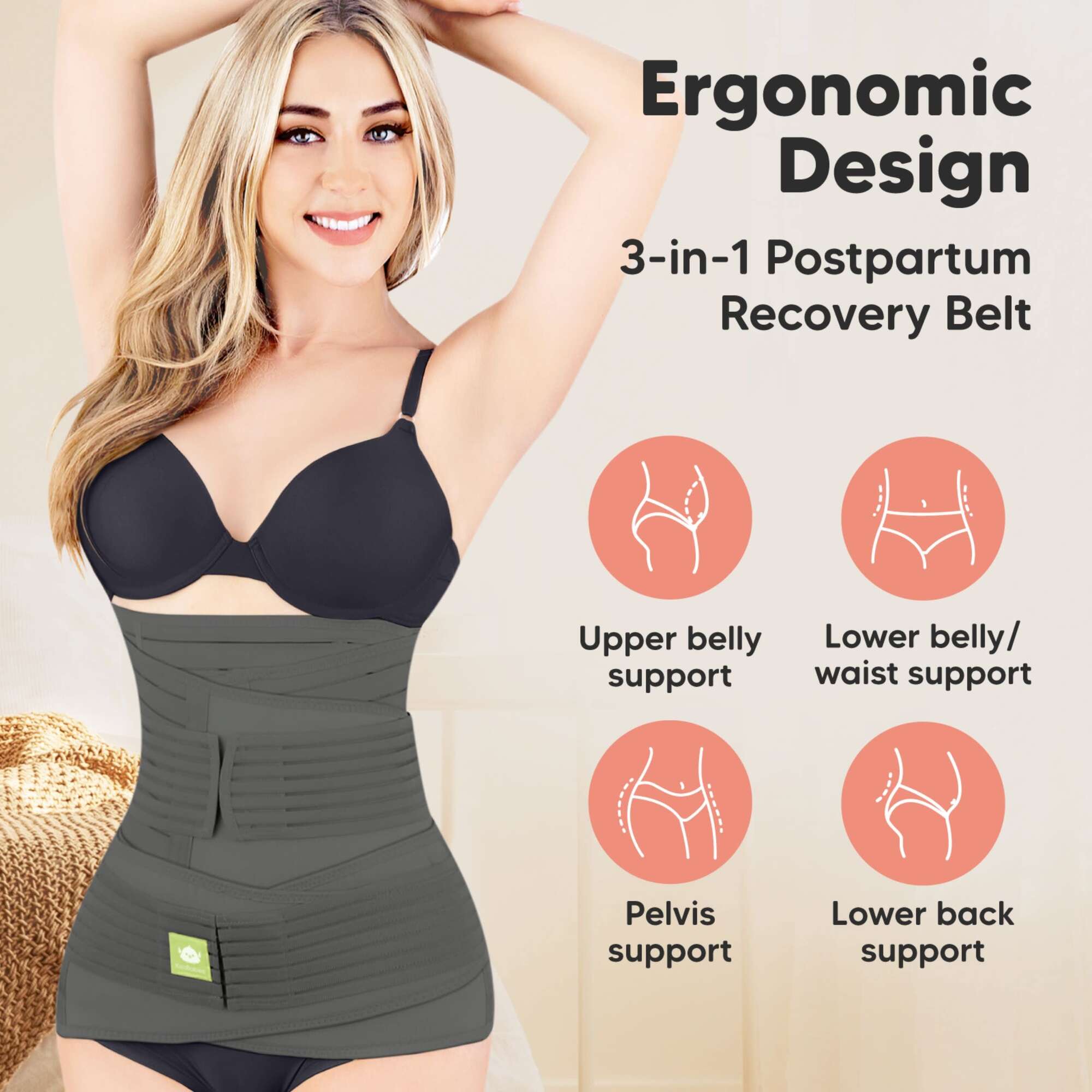 Revive 3-in-1 Postpartum Recovery Support Belt (Mystic Gray)