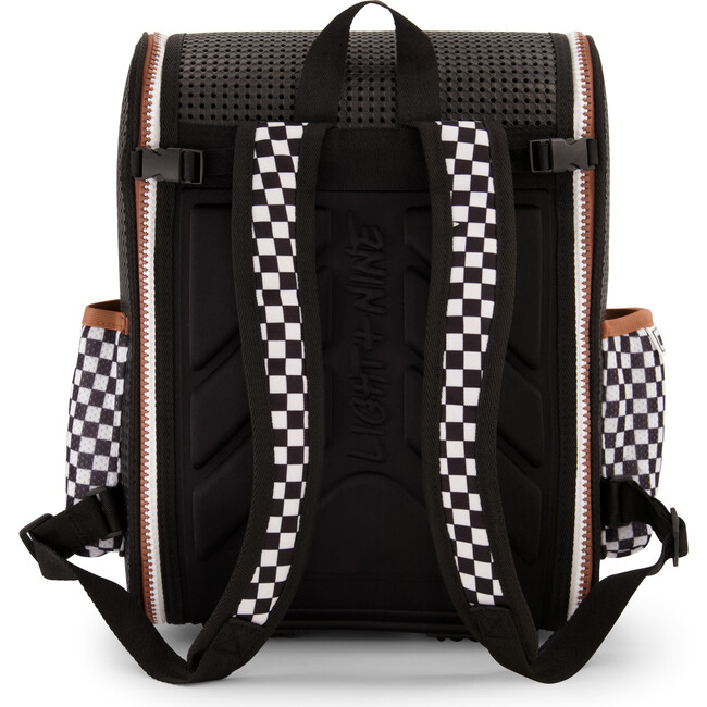 Student Backpack, Checkered Black - Backpacks - 3