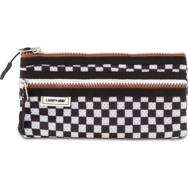 Flat Pencil Pouch, Checkered Black - Bags - 1