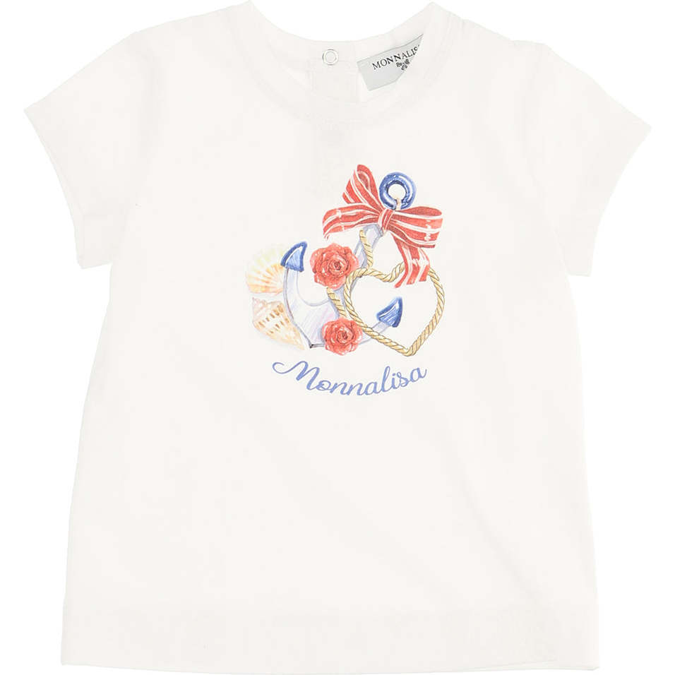 Ocean Theme Logo T-Shirt, Cream - T-Shirts - 1