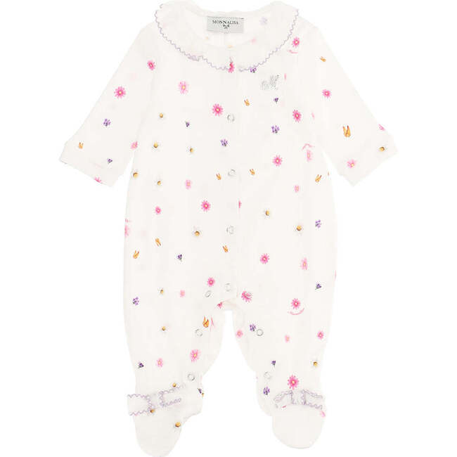 Mini Floral Bodysuit, White