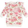 Rose Print Sweater Dress, Cream - Dresses - 1 - thumbnail