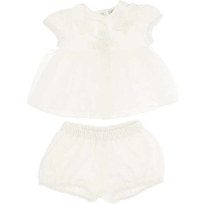 Lace Butterfly Ruffle Outfit, White - Mixed Apparel Set - 1