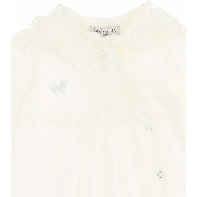Lace Ruffle Bodysuit, Cream - Bodysuits - 2