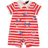 Striped Ocean Shortie Bodysuit, Red - Bodysuits - 1 - thumbnail