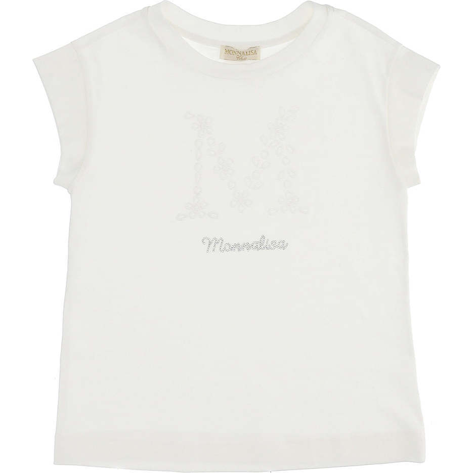 Rhinestone Logo T-Shirt, Cream - T-Shirts - 1