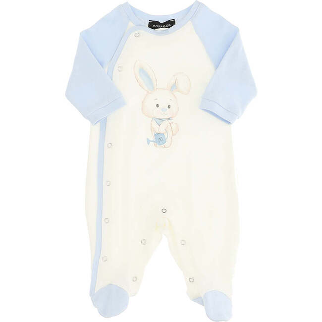 Trim Bunny Graphic Bodysuit, Blue - Bodysuits - 1