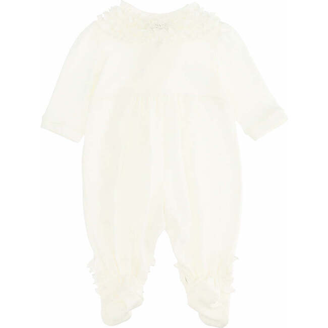 Lace Ruffle Bodysuit, Cream - Bodysuits - 3
