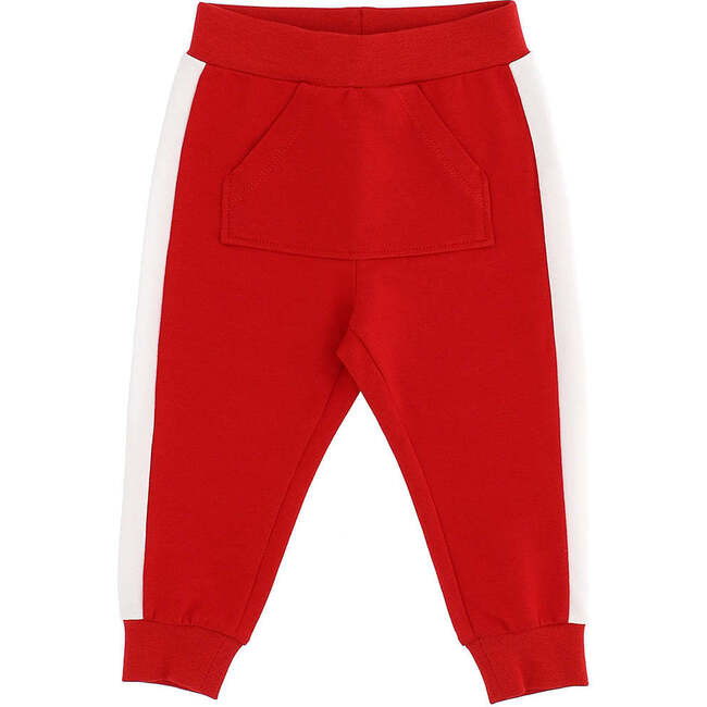 Stripe Logo Sweatpants, Red