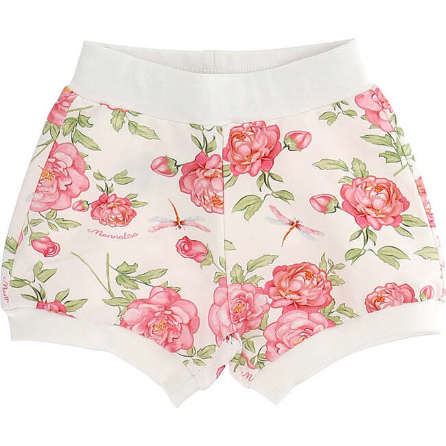 Floral Rose Print Shorts, Cream - Shorts - 1