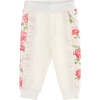 Floral Rose Print Sweatpants, Cream - Sweatpants - 1 - thumbnail