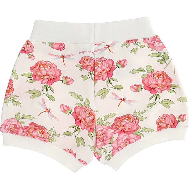 Floral Rose Print Shorts, Cream