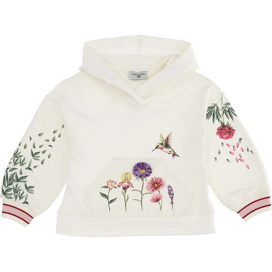 Floral Graphic Hoodie, White - Sweatshirts - 1