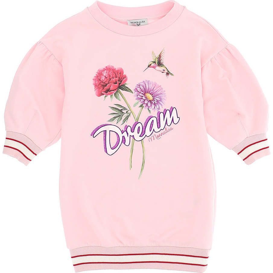 Floral Dream Sweater Dress, Pink - Dresses - 1
