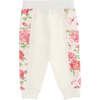 Floral Rose Print Sweatpants, Cream - Sweatpants - 2 - thumbnail