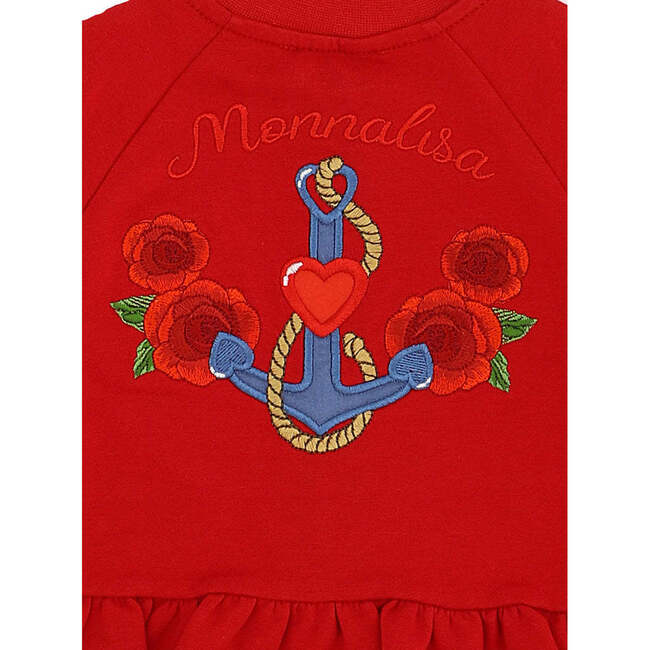 Embroidered Anchor Sweater, Red - Sweaters - 3