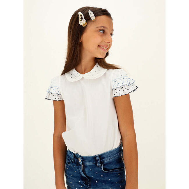 Collar Ruffle Blouse, Cream - Blouses - 4