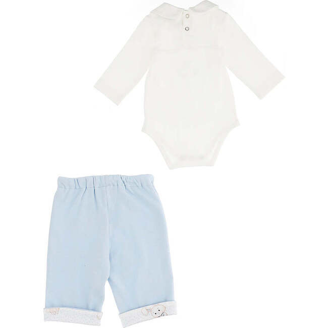 Bunny Graphic Bodysuit Outfit, White - Mixed Apparel Set - 3