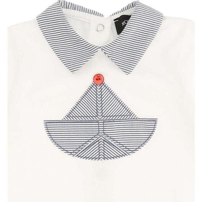 Boat Graphic Collar Bodysuit, White