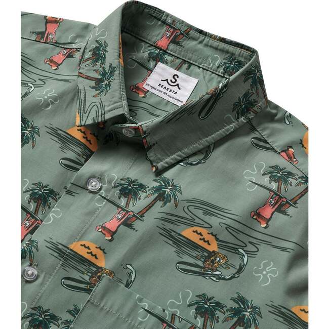Seaesta Surf x SpongeBob® Tropical Button Up Shirt, Plankton Green