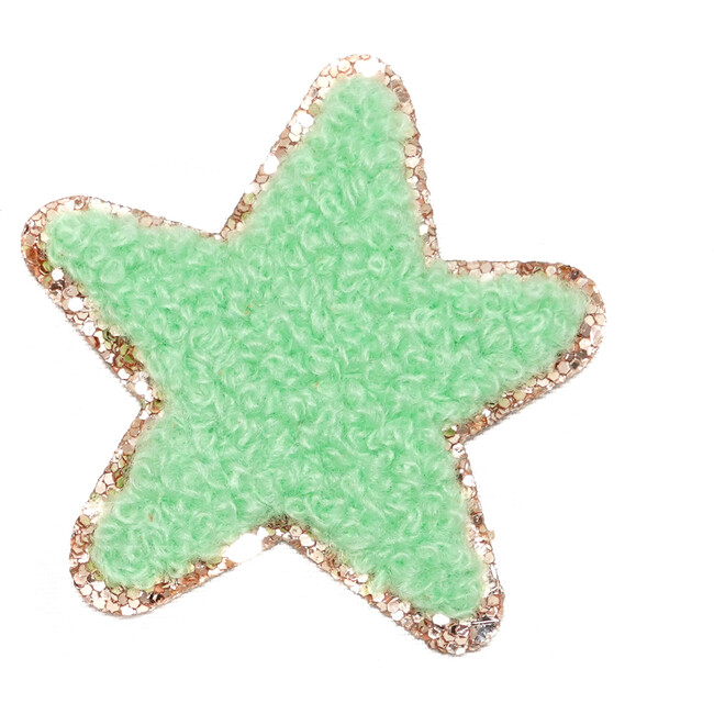 Chenille Sparkle Star Patch, Lime Green