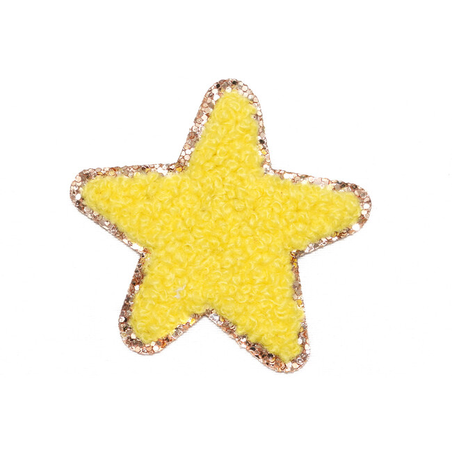 Chenille Sparkle Star Patch, Sunshine Yellow