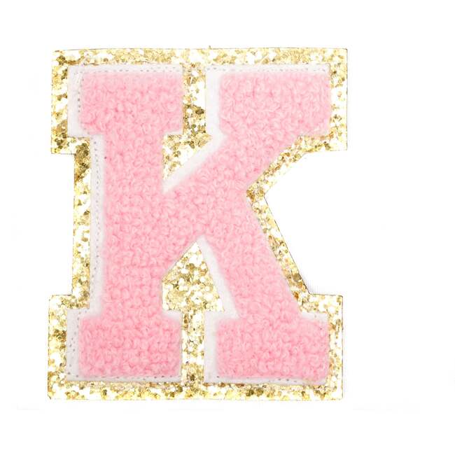 Chenille Sparkle Letter Patches, Pink