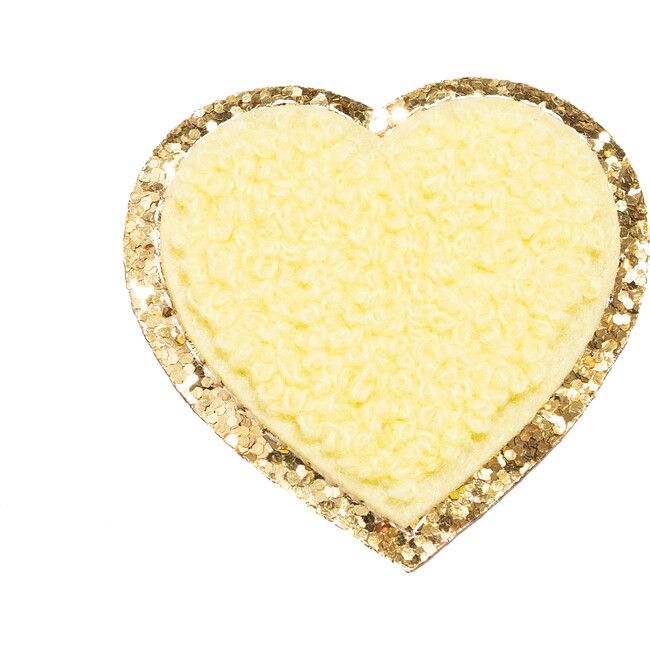 Chenille Sparkle Heart Patch, Yellow - Other Accessories - 1
