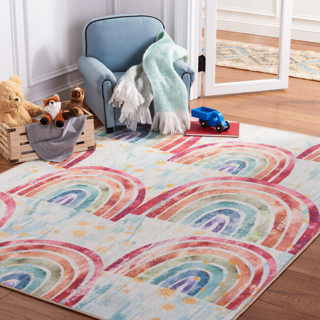 Kids Playhouse Rainbow Rug, Blue