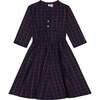 Gabriela Dress, Navy Windowpane - Dresses - 1 - thumbnail