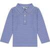 Busy Bees Long Sleeve Polo, Windsor Blue Stripe - Polo Shirts - 1 - thumbnail