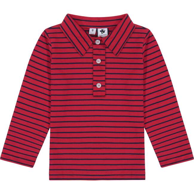 Busy Bees Polo, Red Stripe Navy