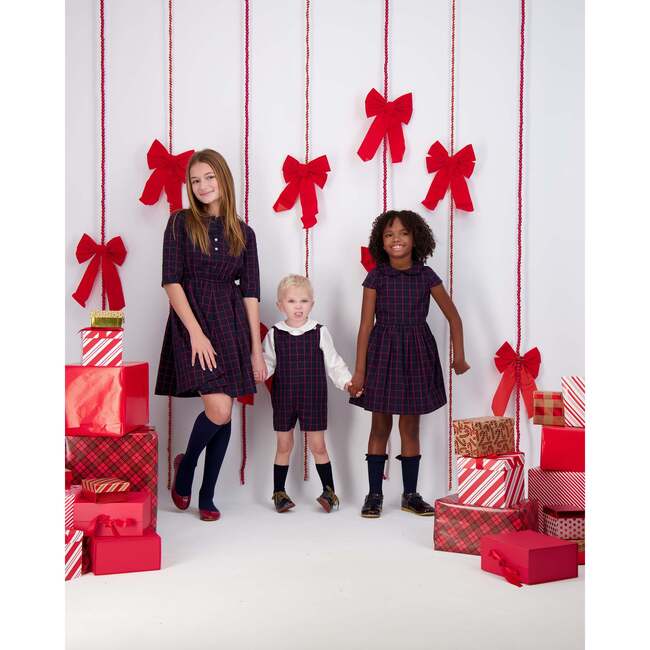Gabriela Dress, Navy Windowpane - Dresses - 2
