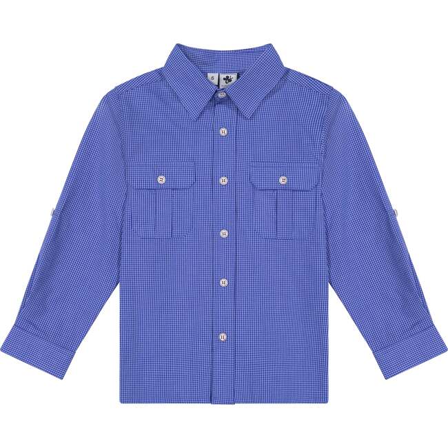 Reece Campshirt, Navy Blue Mini Check - Shirts - 1