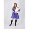 Heather Pop Over Dress, Mini Navy Blue Check - Dresses - 2
